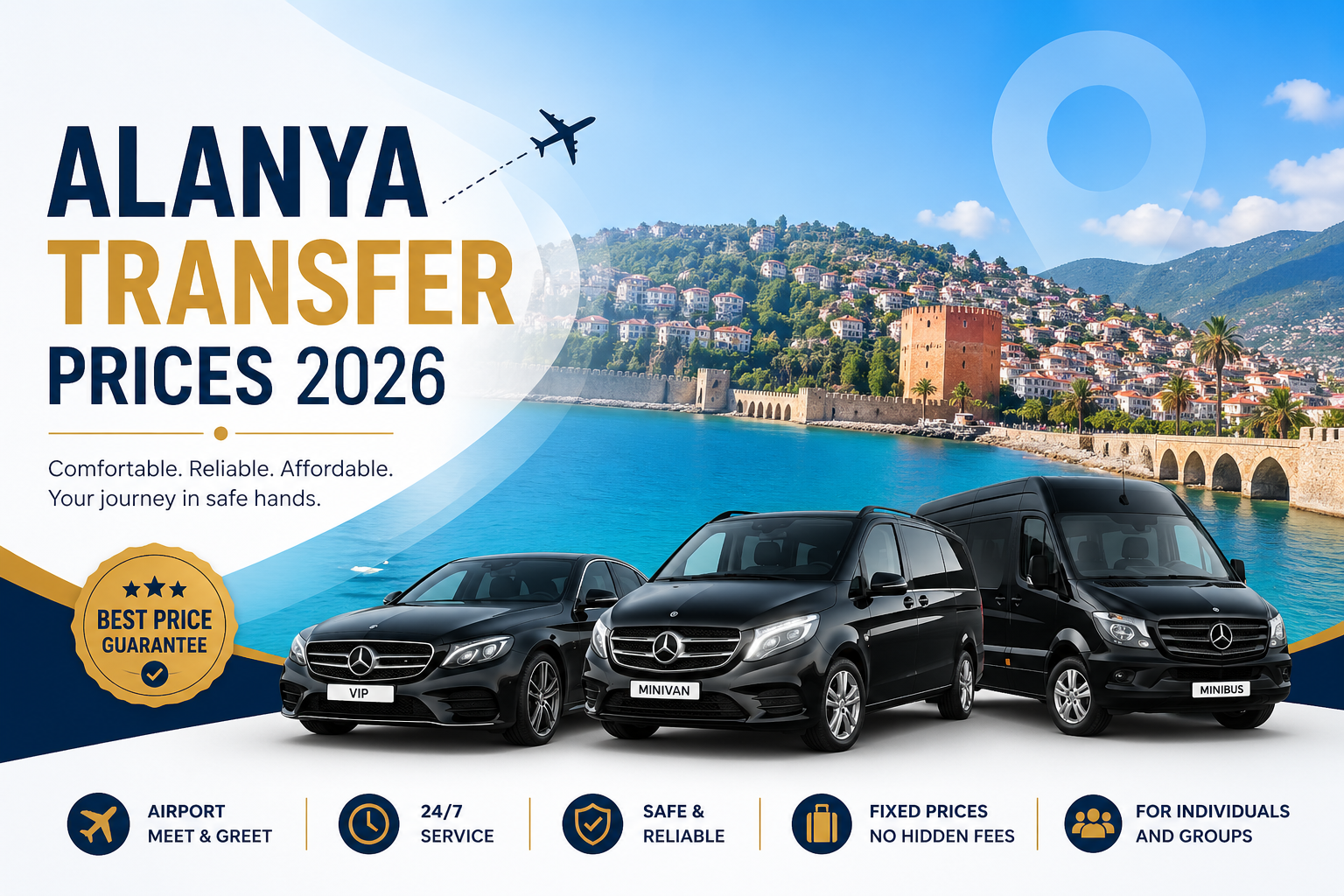Alanya airport transfer prices 2026 from Antalya and Gazipaşa airports