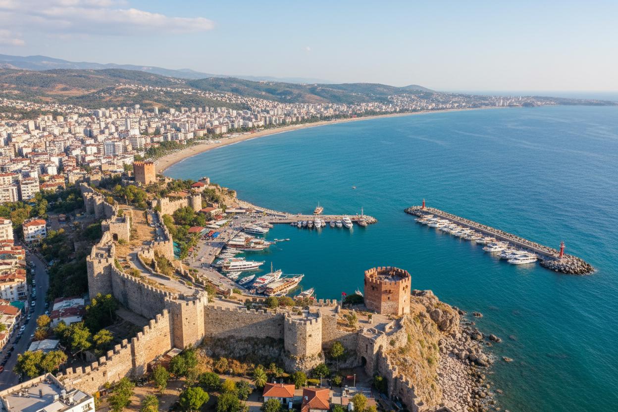 Alanya paragliding view from above
