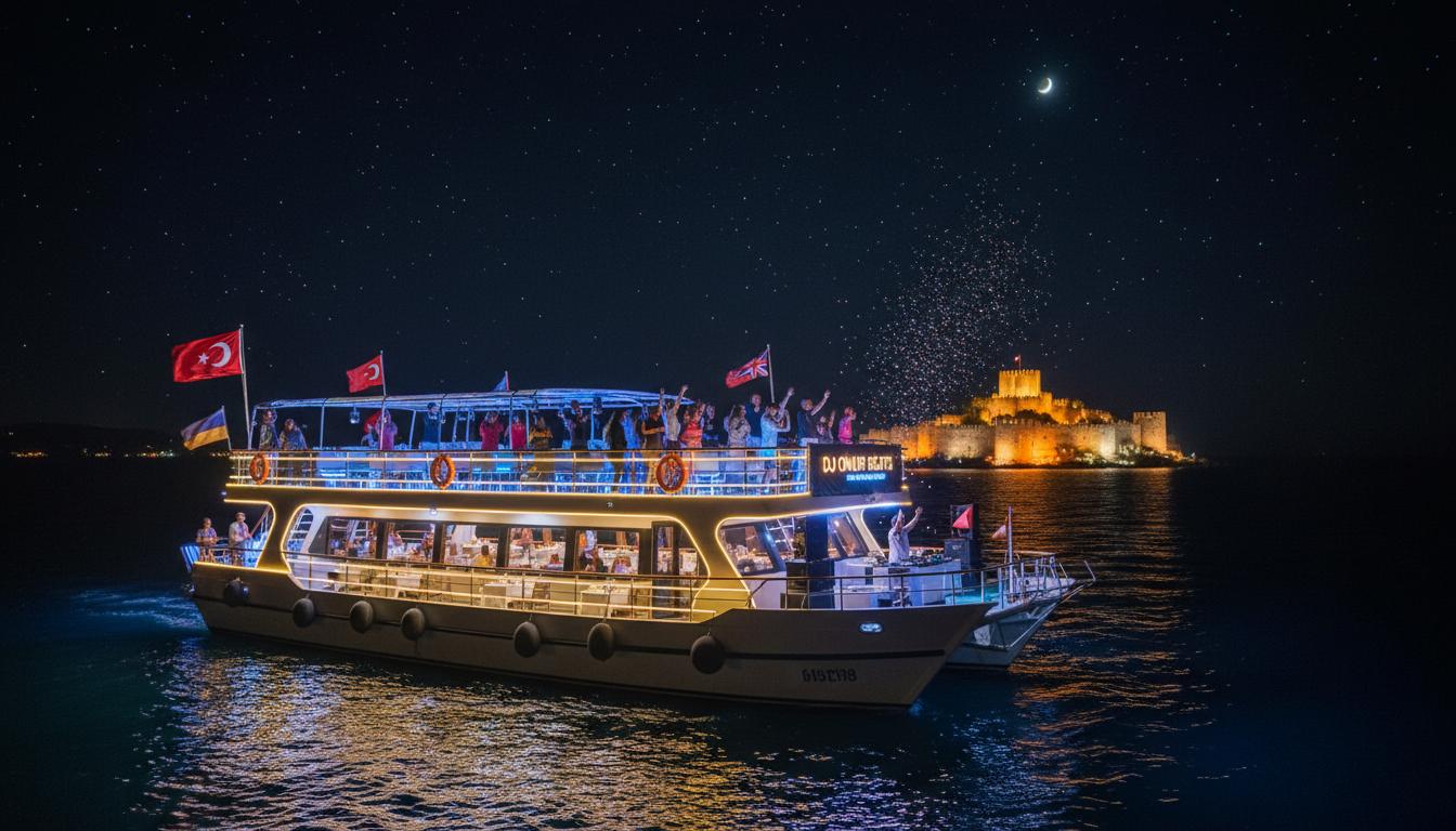 Alanya nightlife bar street crowded night view