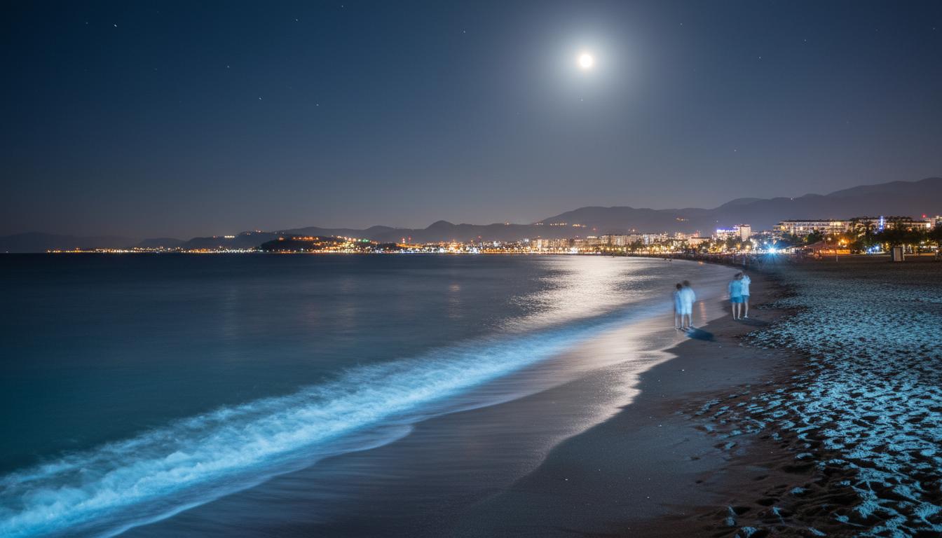 Alanya nightlife bar street crowded night view