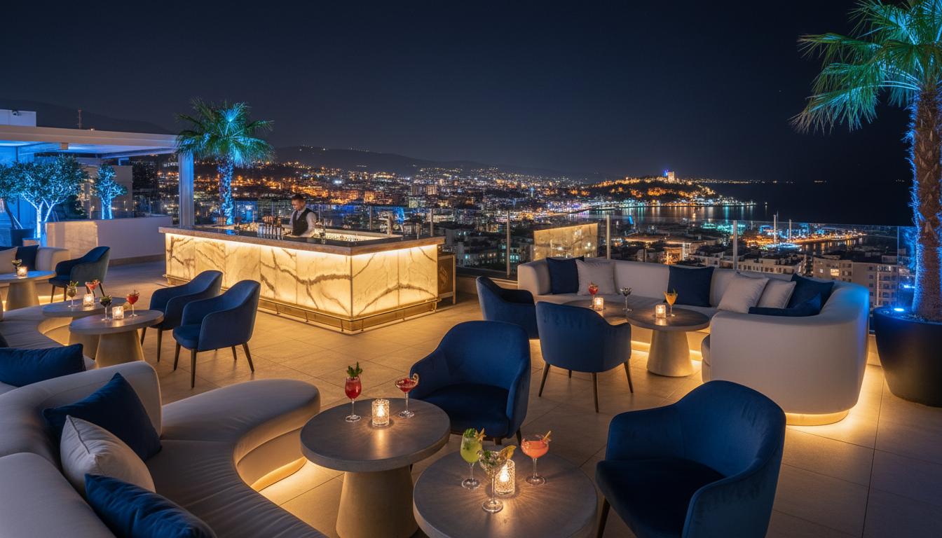 Alanya nightlife bar street crowded night view