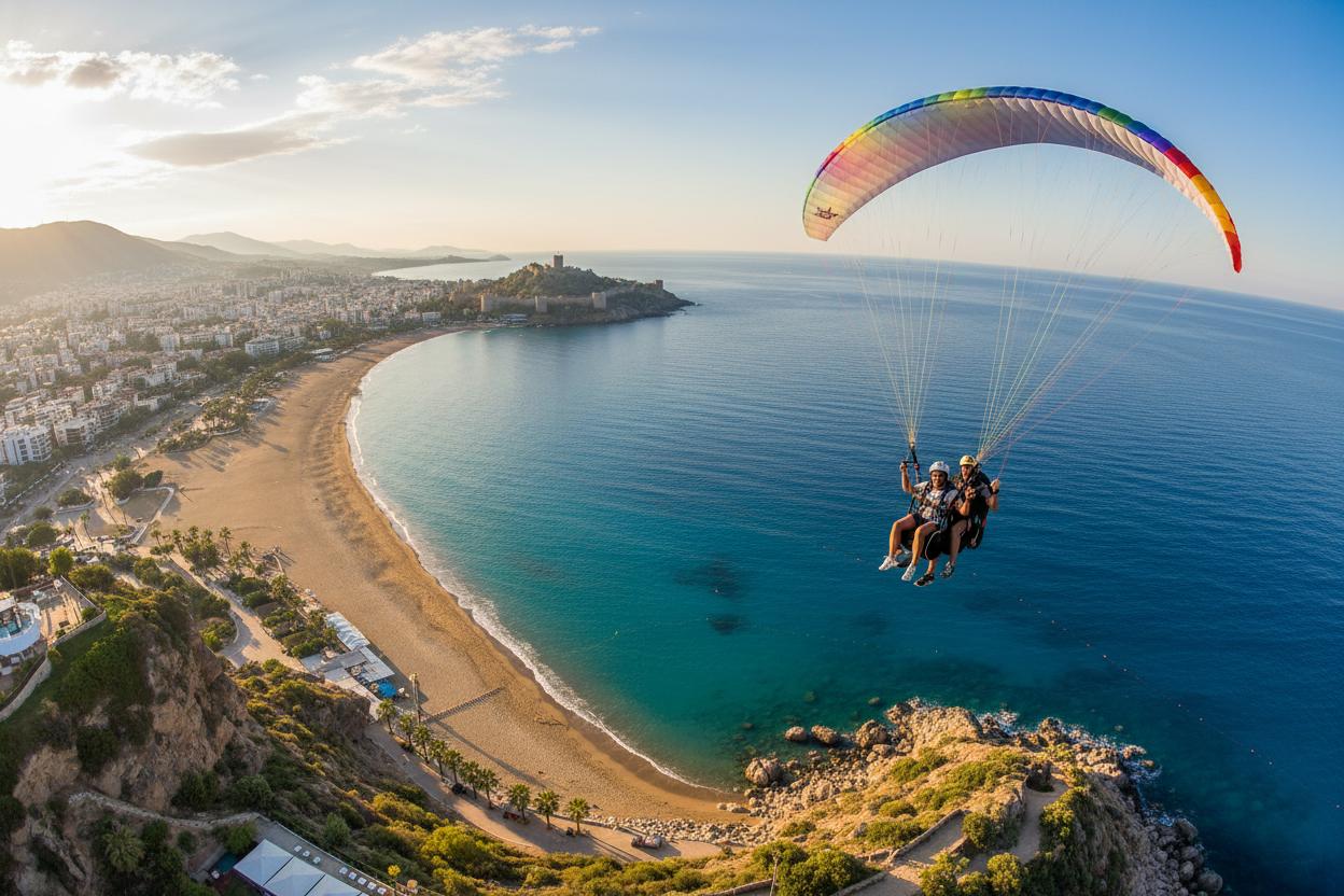 Alanya paragliding view from above