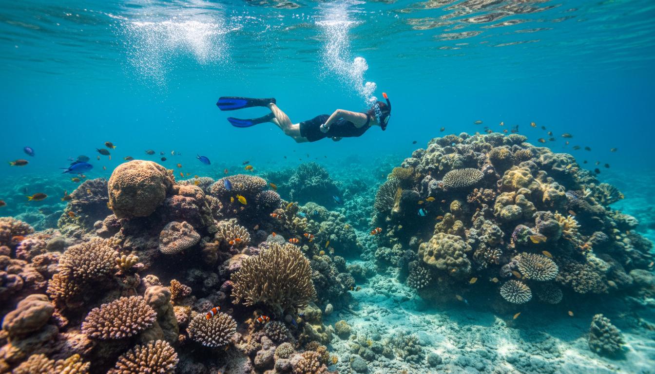 Snorkeling in crystal clear Mediterranean waters during an Alanya boat trip